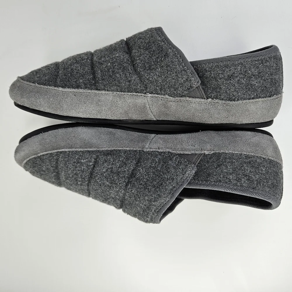 Vince Mens Harlow Heather Gray Fabric Suede Padded Loafer Slippers Sz 7.5